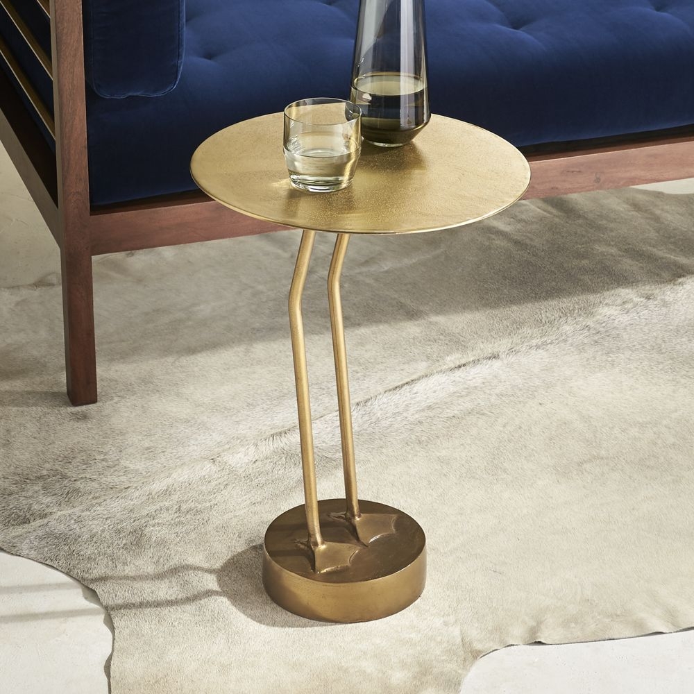 Brass Bird Outdoor Patio Side Table - Image 0