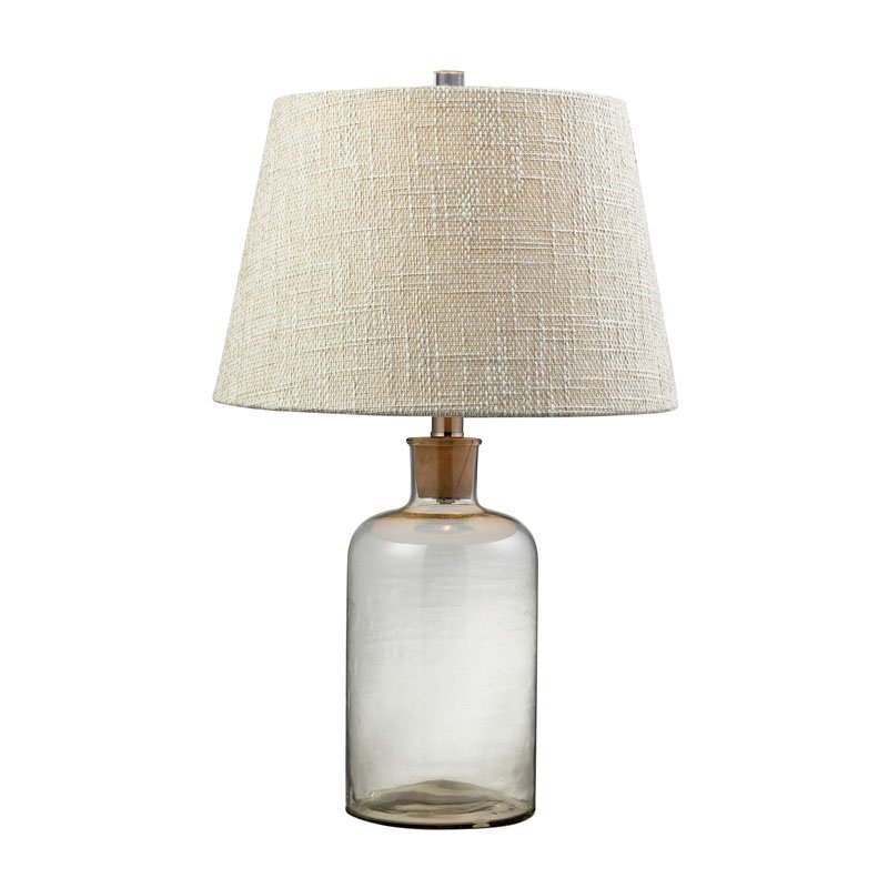 Clear Glass Bottle Table Lamp With Wooden Neck - Image 0