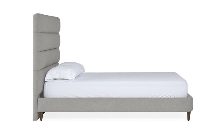 Gray Olivie Mid Century Modern Bed - Sunbrella Premier Fog - Mocha - Cal King - Image 1