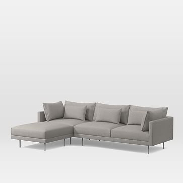 Halsey Set 2: Right Arm Sofa, Corner, Ottoman, Linen Weave, Platinum - Image 1