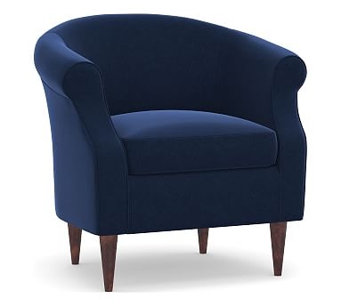 SoMa Lyndon Upholstered Armchair, Polyester Wrapped Cushions, Performance Everydayvelvet(TM) Navy - Image 1