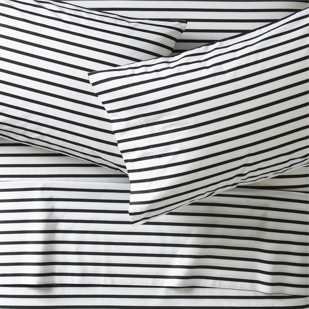 Organic Black Stripe Queen sheet Set - Image 0