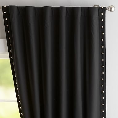 The Emily & Meritt Studded Blackout Curtain Panel, 84", Black - Image 0