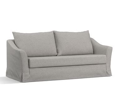 SoMa Brady Slope Arm Slipcovered Sleeper Sofa, Polyester Wrapped Cushions, Brushed Crossweave Light Gray - Image 1