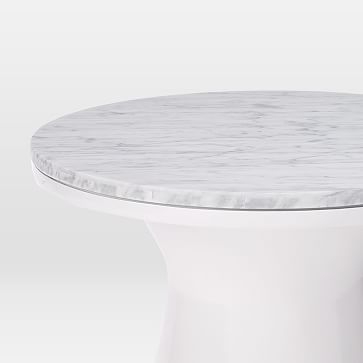 Marble Topped Pedestal Side Table - White Marble / White - Image 1