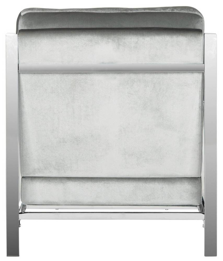 Walden Modern Tufted Velvet Chrome Accent Chair - Light Grey  - Arlo Home - Image 1