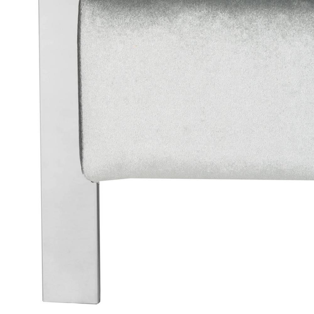 Walden Modern Tufted Velvet Chrome Accent Chair - Light Grey  - Arlo Home - Image 3