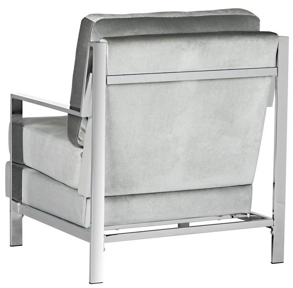 Walden Modern Tufted Velvet Chrome Accent Chair - Light Grey  - Arlo Home - Image 6