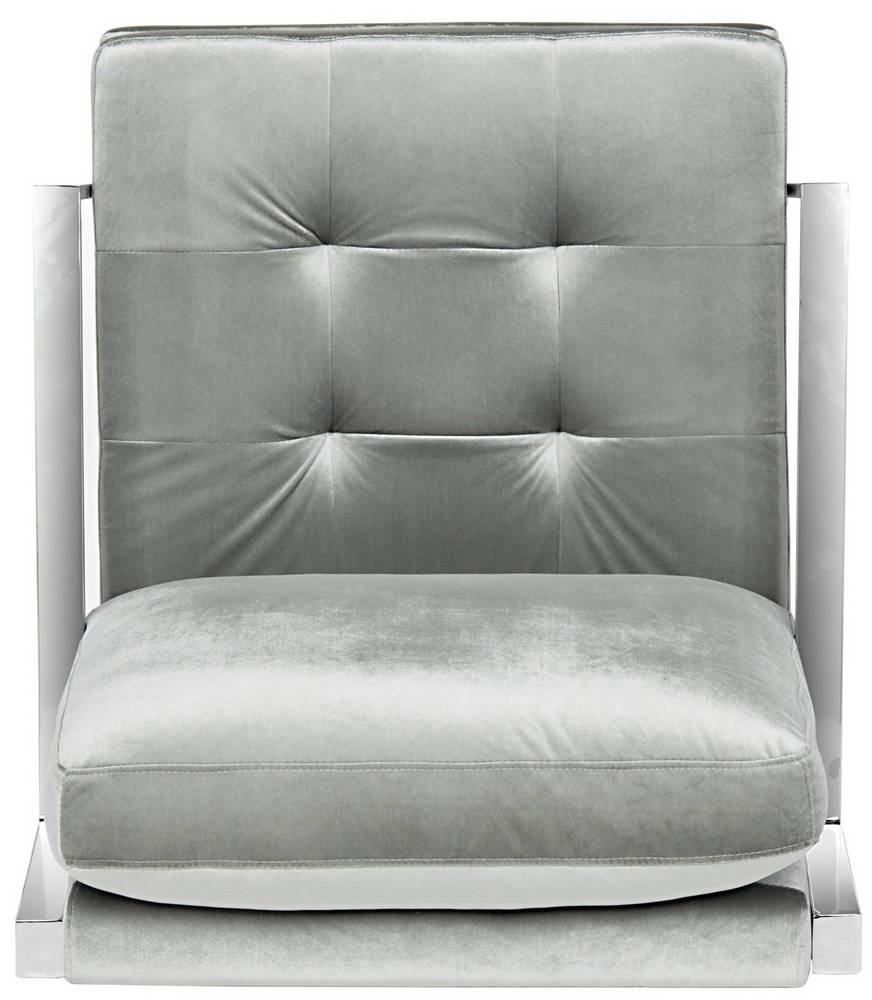 Walden Modern Tufted Velvet Chrome Accent Chair - Light Grey  - Arlo Home - Image 7