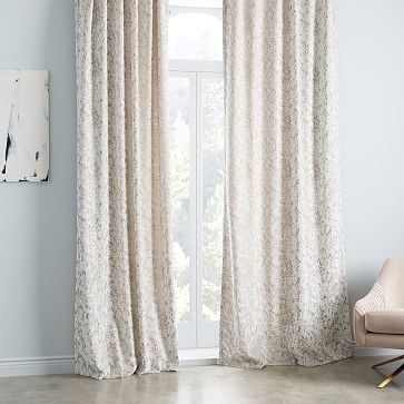 Allover Textured Jacquard Velvet Curtain, Fog 48"x84" - Image 1