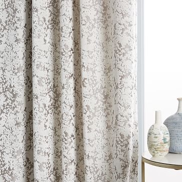 Allover Textured Jacquard Velvet Curtain, Fog 48"x84" - Image 2