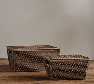 Clive Medium Lidded Baskets, Espresso - Image 2