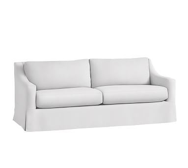York Slope Arm Slipcovered Sofa 80", Down Blend Wrapped Cushions, Washed Linen/Cotton White - Image 1