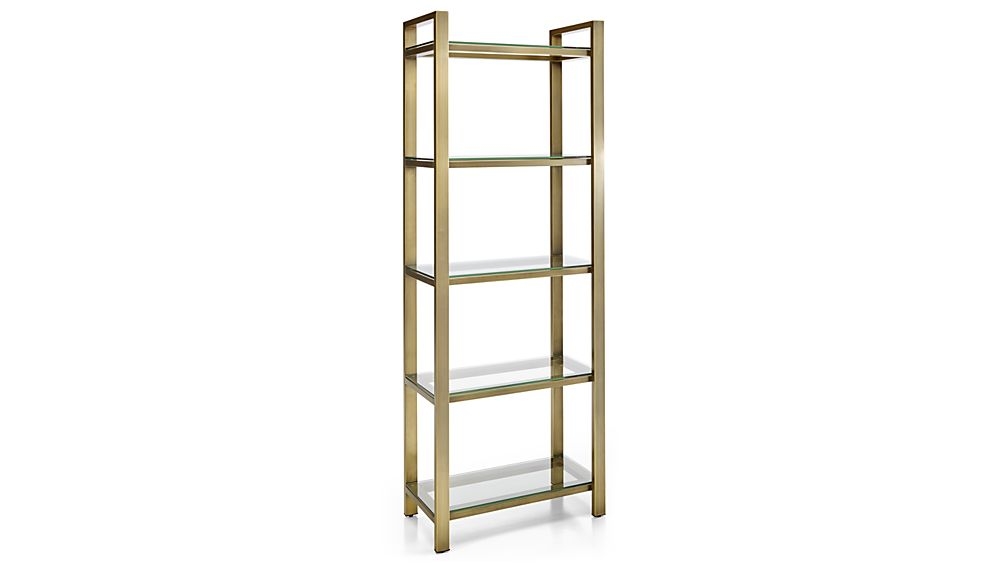 Pilsen Brass Bookcase with Glass Shelves - Image 2