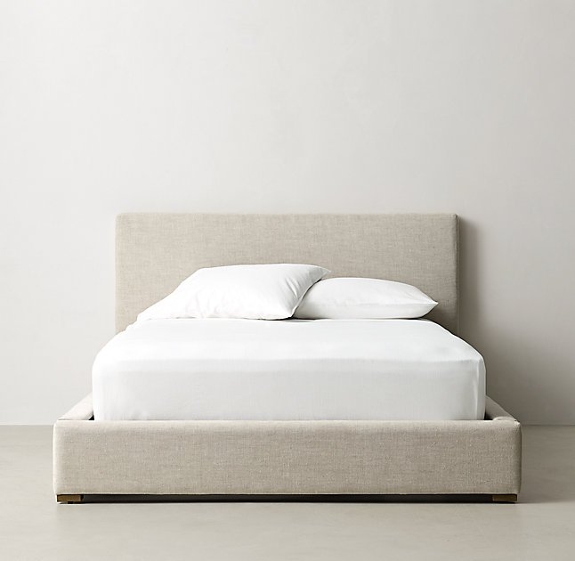 BECK UPHOLSTERED PLATFORM BED - Brushed Belgian Linen, Fog, Twin - Image 2