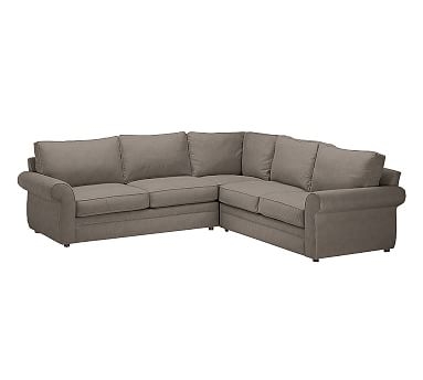 Pearce Roll Arm Upholstered 2-Piece L-Shaped Sectional, Down Blend Wrapped Cushions, Performance Heathered Tweed Graphite - Image 1