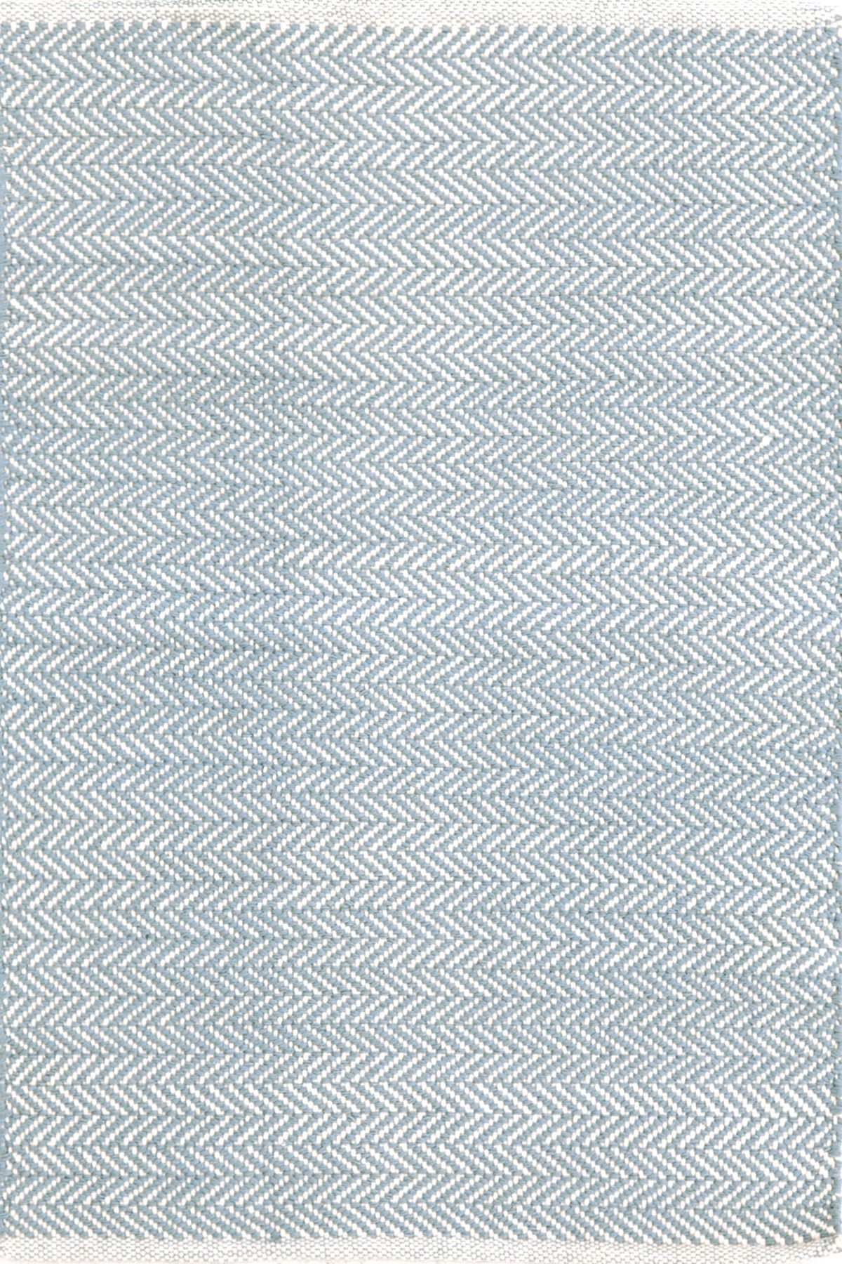 Herringbone Swedish Blue Woven Cotton Rug - 8x10 - Image 0