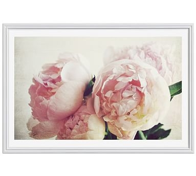 Pink Peony by Lupen Grainne, 42 x 28", Ridged Distressed, White, Mat - Image 1