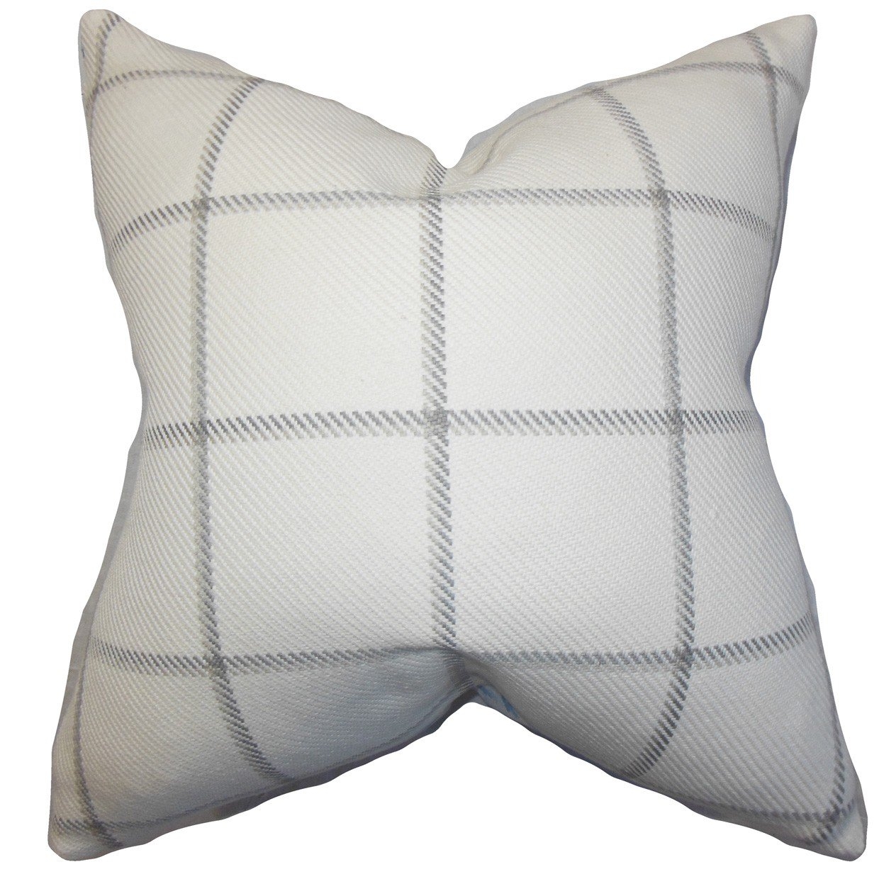 Wilmie Plaid Pillow Gray White 18" - Polyester Insert - Image 0