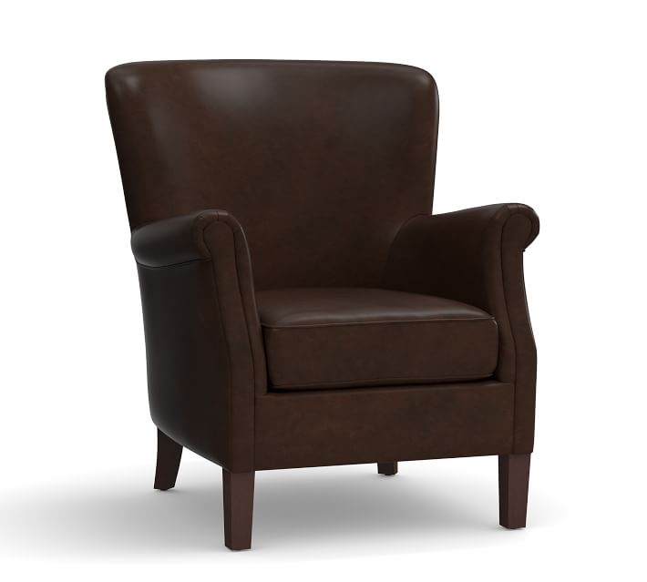 SoMa Minna Leather Armchair, Polyester Wrapped Cushions, Mocha - Image 1