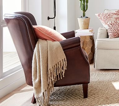 SoMa Minna Leather Armchair, Polyester Wrapped Cushions, Mocha - Image 2