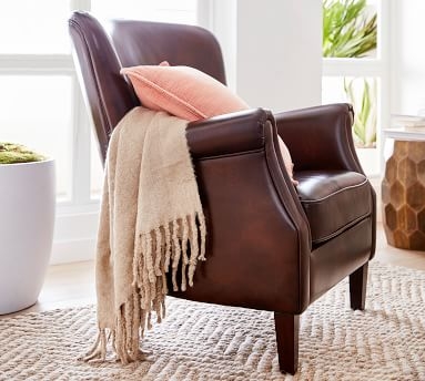 SoMa Minna Leather Armchair, Polyester Wrapped Cushions, Mocha - Image 3