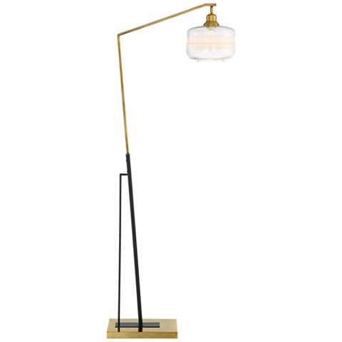 Kasmir Chairside Arc Floor Lamp Antique Brass and Black - Image 0