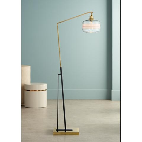 Kasmir Chairside Arc Floor Lamp Antique Brass and Black - Image 1