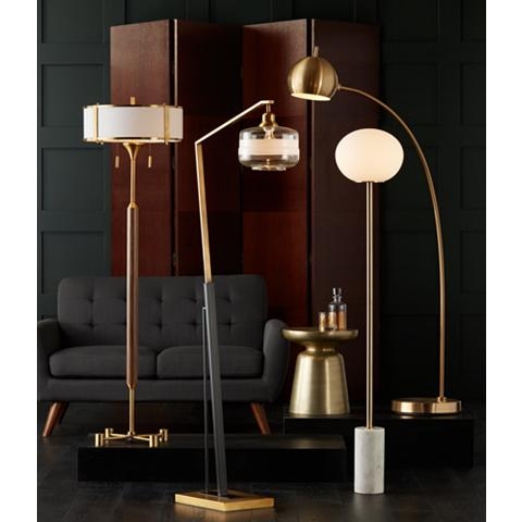 Kasmir Chairside Arc Floor Lamp Antique Brass and Black - Image 3