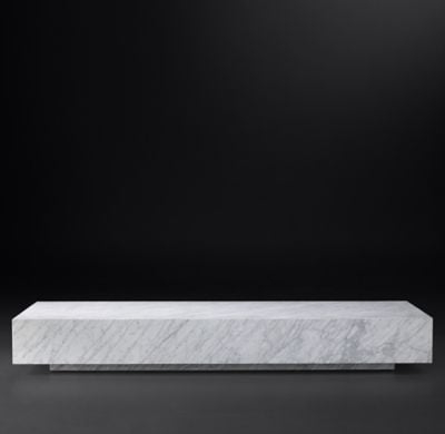 LOW MARBLE PLINTH RECTANGULAR COFFEE TABLE - 48" - White - Image 0