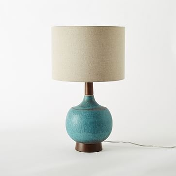 Modernist Table Lamp, Turquoise/Natural - Image 1