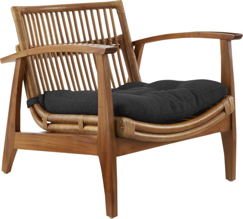 Noelie Rattan Lounge Chair, Black Cushion - Image 0