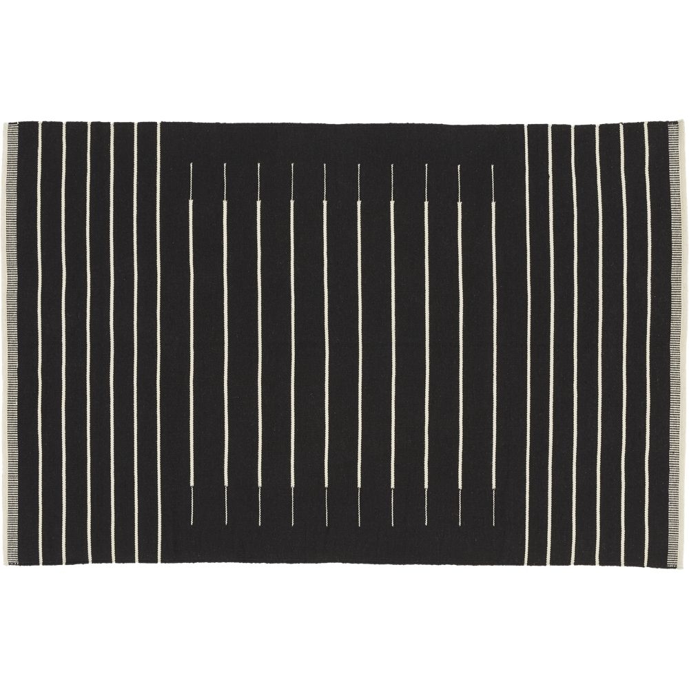 Black with White Stripe Rug 5'x8' - Image 0