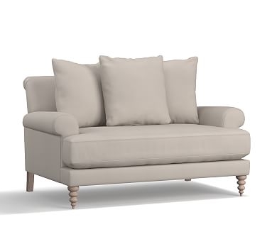 Amalie Upholstered Loveseat 64", Polyester Wrapped Cushions, Performance Twill Silver Taupe - Image 0