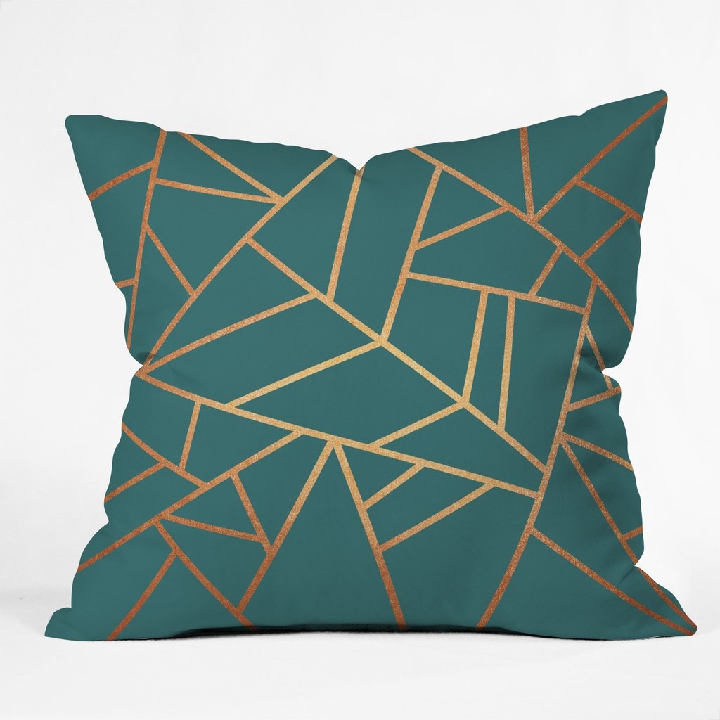 COPPER AND TEAL Throw Pillow -20"sq.-with insert - Image 0