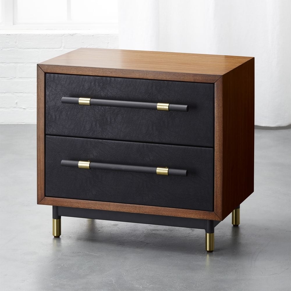 Oberlin 2-Drawer Faux Leather and Wood Nightstand - Image 2