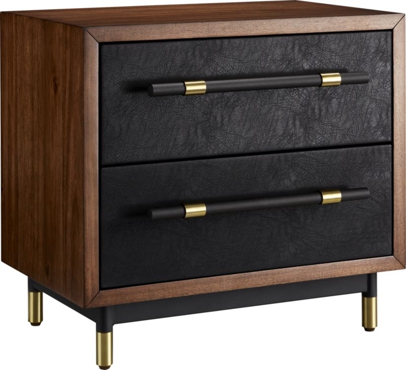 Oberlin 2-Drawer Faux Leather and Wood Nightstand - Image 1