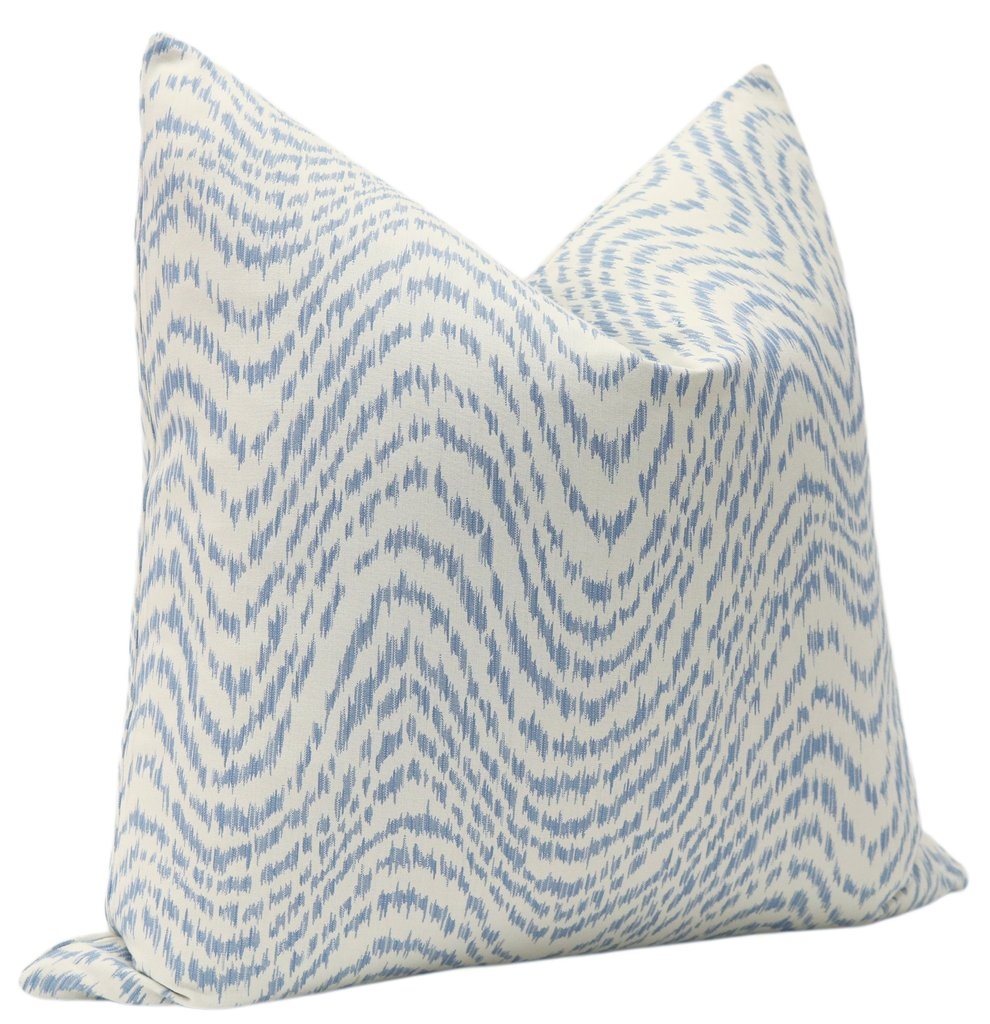 Woven Flamestitch // Chambray PIllow 18" x 18" - Image 1