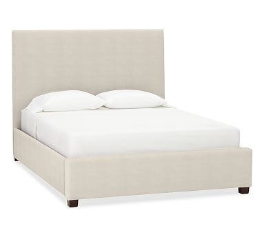 Raleigh Upholstered Square King Bed without Nailheads, Sunbrella(R) Performance Sahara Weave Ivory - Image 0