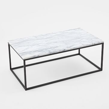 Box Frame Coffee Table, Marble Top, Wide - Image 1