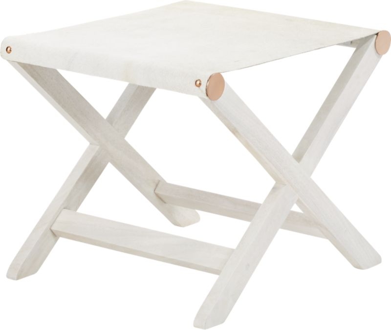 Curator White Cowhide Stool-Table - Image 3