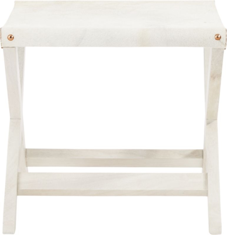 Curator White Cowhide Stool-Table - Image 4