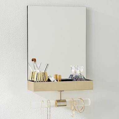 Ava Frosted Acrylic Mirror Jewelry Storage, Clear Frosted - Image 0