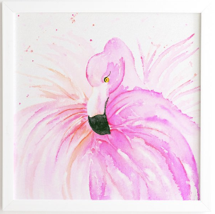 Flamingo Ballerina, Framed Wall Art, 20"x20" Basic White Frame - Image 0