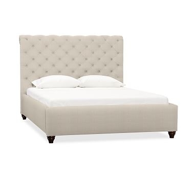 Chesterfield Upholstered King Bed, Polyester Wrapped Cushions, Performance Everydaylinen(TM) by Crypton(R) Home Oatmeal - Image 1