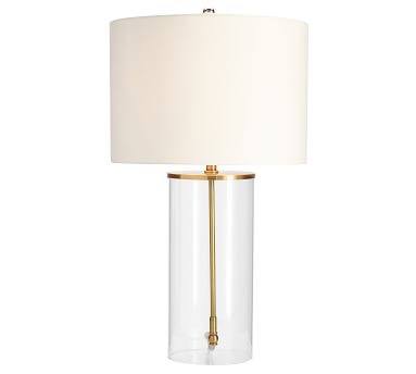 Aria 22.5" Tall Glass Table Lamp, Brass - Image 0