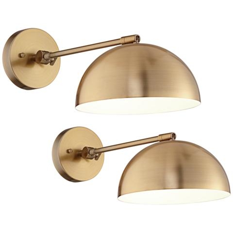 Brava Antique Brass Down-Light Wall Lamp plug in Set of 2 - Plug In - Image 1