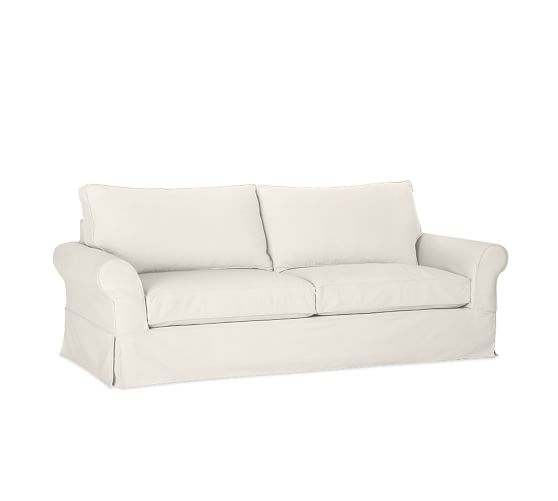 PB Comfort Roll Arm Grand Sofa Slipcover, Box Edge, Washed Canvas Graphite - Image 1