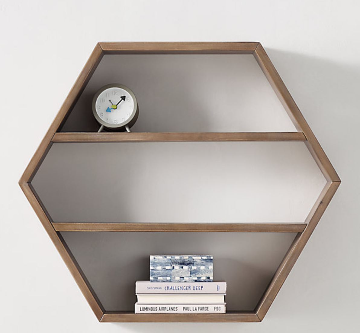 Hexagon Wood Curio Shelf - Natural - Image 0