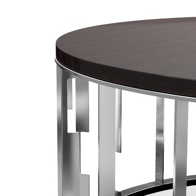 Isadora Coffee Table, Smoked Eucalyptus, Polished Nickel - Image 1